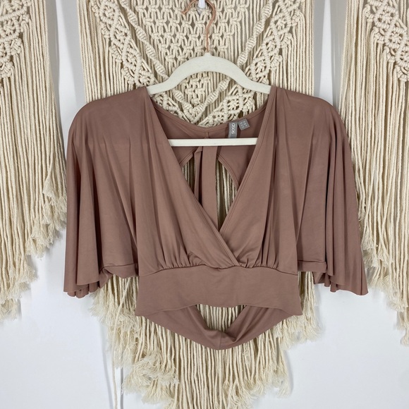 ASOS Open Back Wrap V-Neck Crop Top Kimono Sleeve